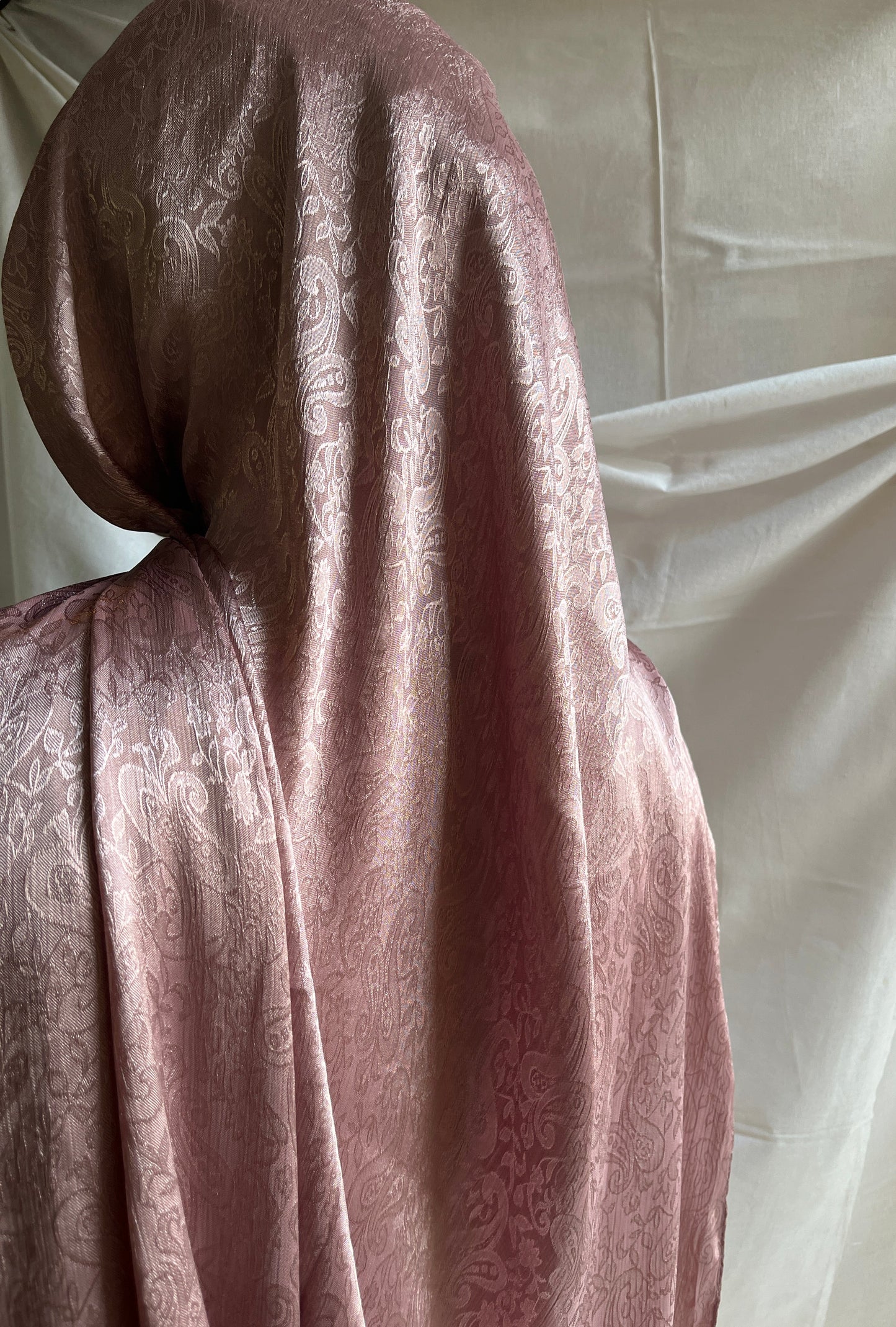 Self-Print Satin Hijab - Pink Ice